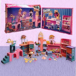 Vintage 1995 Barbie Pet Shop #67550 & Pretty Pet Parlor #67154 Combo-Set Mattel